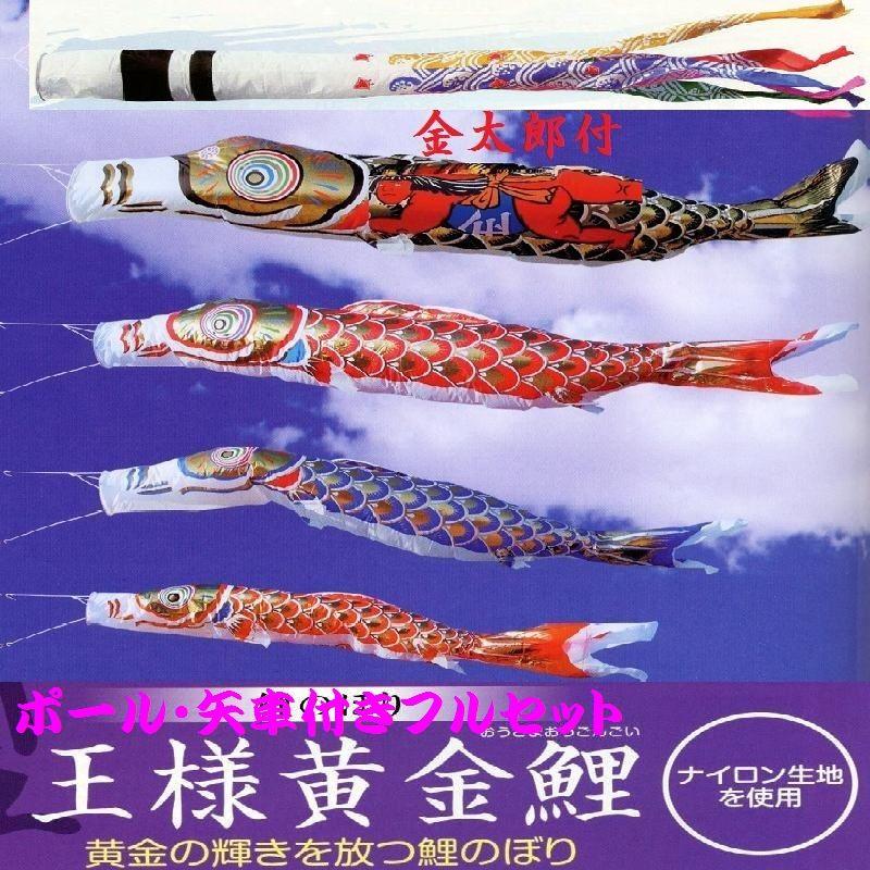バーチ材】 鯉幟＋吹流(ポール・矢車別売)☆ナイロン金太郎付鯉のぼり