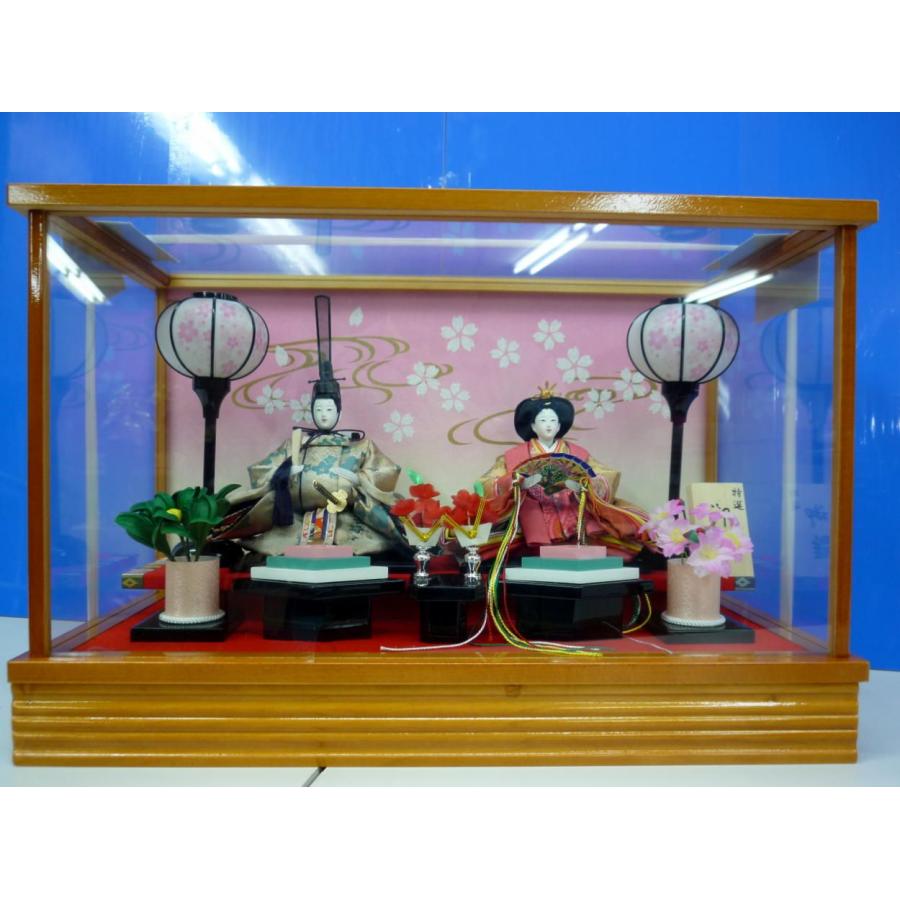 容れもの入親王飾りつけ７０８☆幅５１x奥ぶかさ２４x高さ３４珊☆雅びやかなお顔の金襴お召しもの着のパウダーコンパクトな２人飾