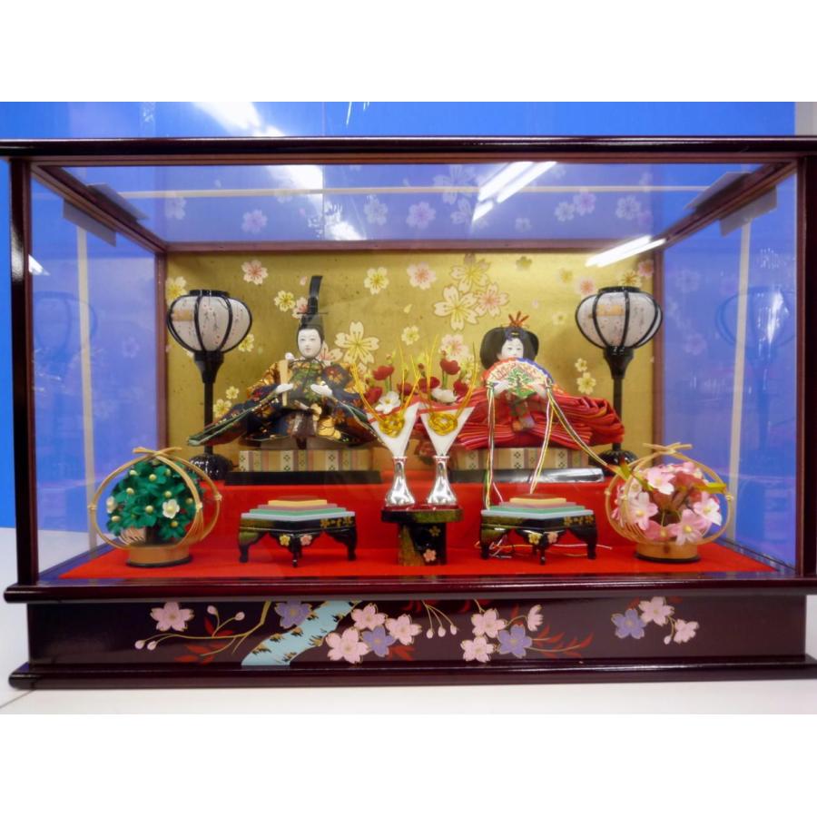 ケース入親王飾り18☆幅56x奥行28x高さ38cm☆金襴衣裳