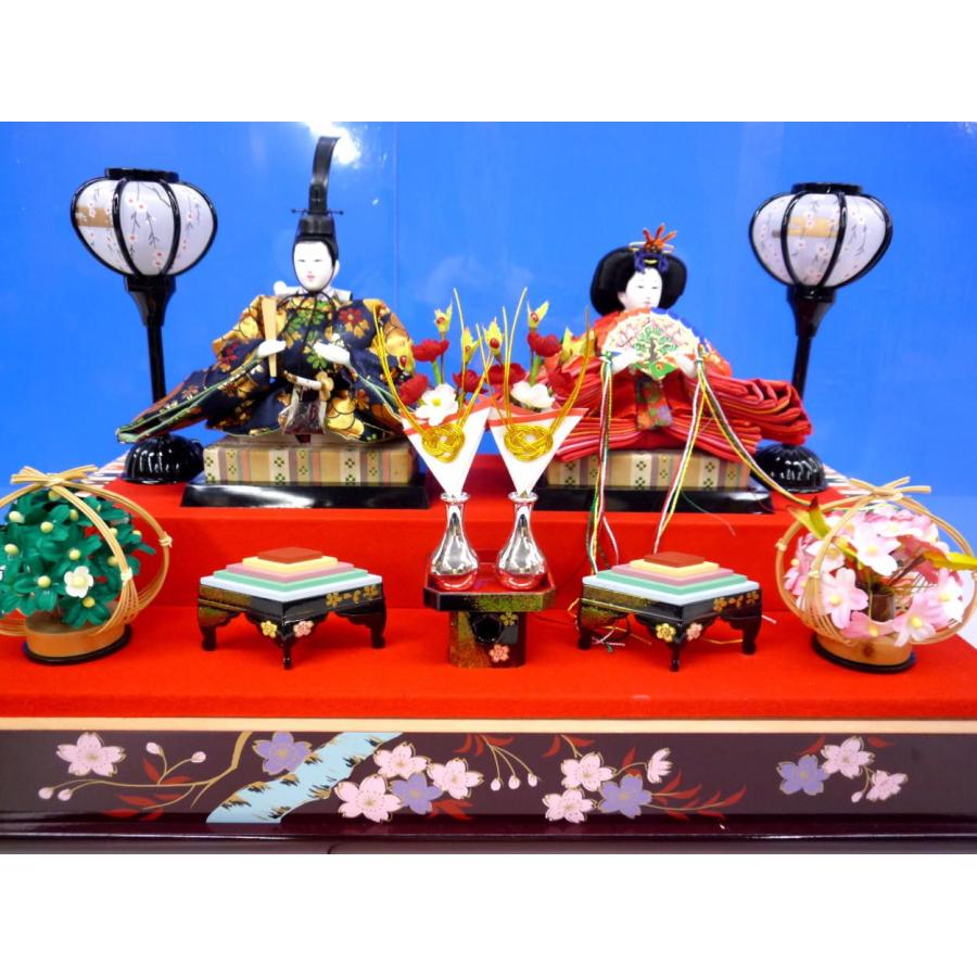 ケース入親王飾り18☆幅56x奥行28x高さ38cm☆金襴衣裳