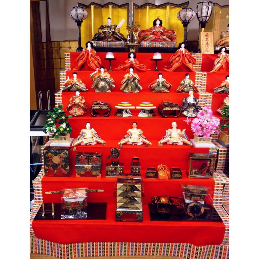 ひな人形☆七段十五人飾り Ａ１−３５ｘ７Ｂ☆横幅１０５*奥行１３５*高さ１５７ｃｍ☆豪華な金襴衣裳着の１５人飾雛人形