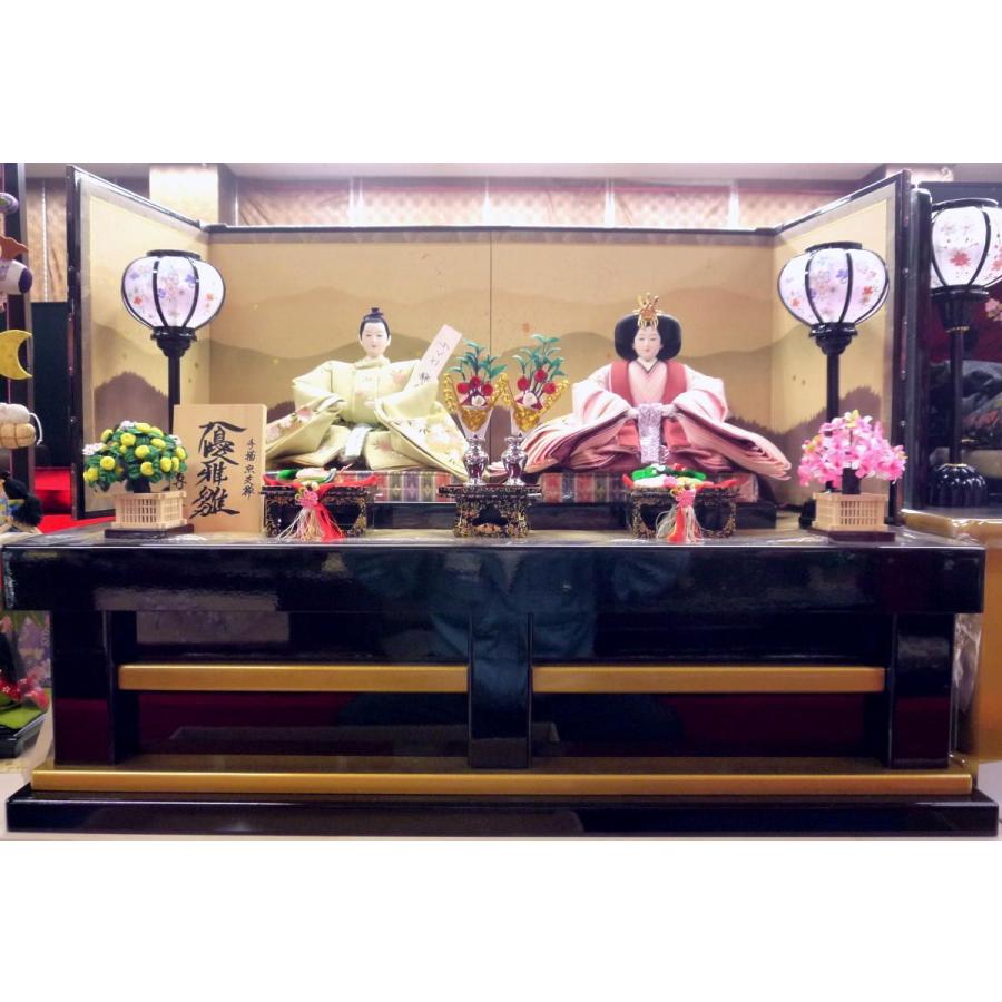親王飾り ＯＦ３−３０☆横幅９０*奥行５５*高さ６５ｃｍ☆手描き京友禅本仕立て衣装着２人飾