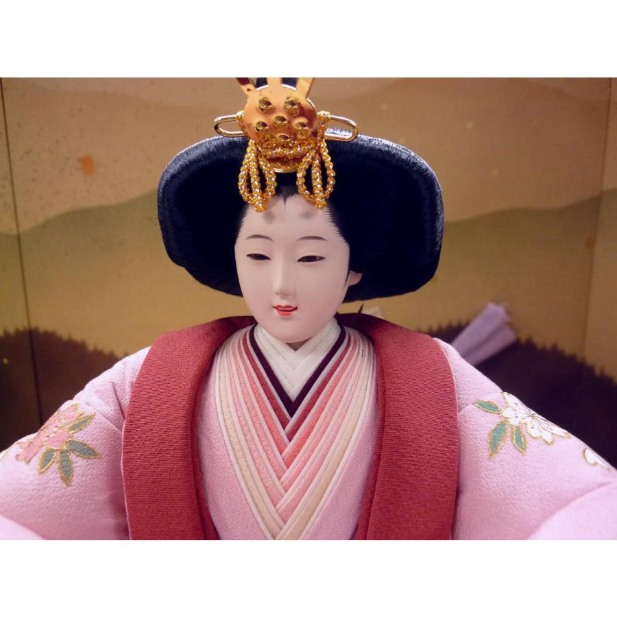 親王飾り ＯＦ３−３０☆横幅９０*奥行５５*高さ６５ｃｍ☆手描き京友禅本仕立て衣装着２人飾_2