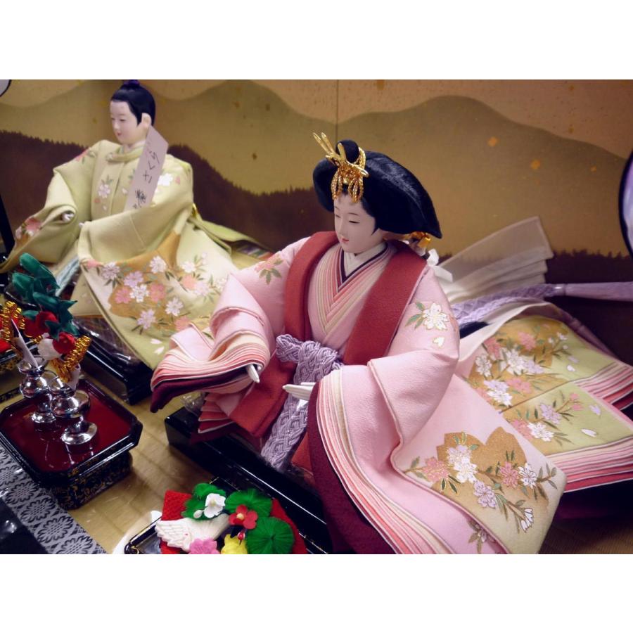 親王飾り ＯＦ３−３０☆横幅９０*奥行５５*高さ６５ｃｍ☆手描き京友禅本仕立て衣装着２人飾_5
