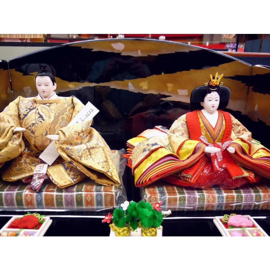 親王飾り ＯＩ６−２７☆横幅８０*奥行４５*高さ４１ｃｍ☆金糸をふんだんに織り込んだ帯地の衣装着２人飾_3