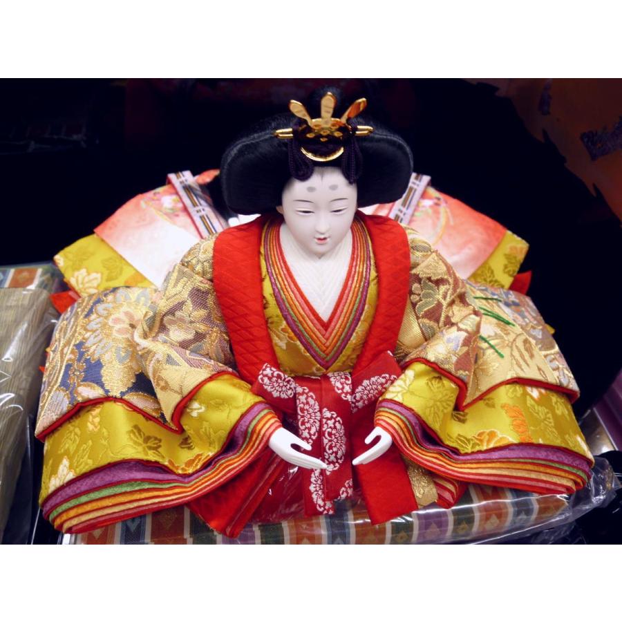 親王飾り ＯＩ６−２７☆横幅８０*奥行４５*高さ４１ｃｍ☆金糸をふんだんに織り込んだ帯地の衣装着２人飾_5