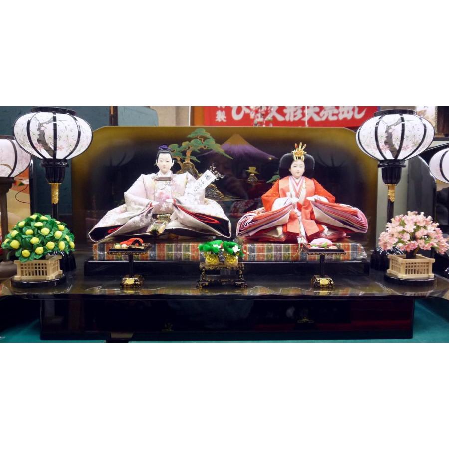 親王飾り ＯＩ７−２８☆横幅８０*奥行４２*高さ４２ｃｍ☆薄紫に淡い色のかわいい桜の刺繍を施した衣装着２人飾