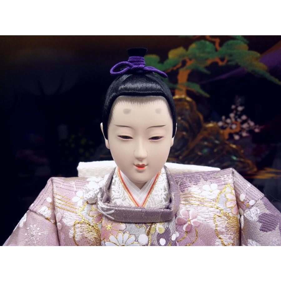 親王飾り ＯＩ７−２８☆横幅８０*奥行４２*高さ４２ｃｍ☆薄紫に淡い色のかわいい桜の刺繍を施した衣装着２人飾_1