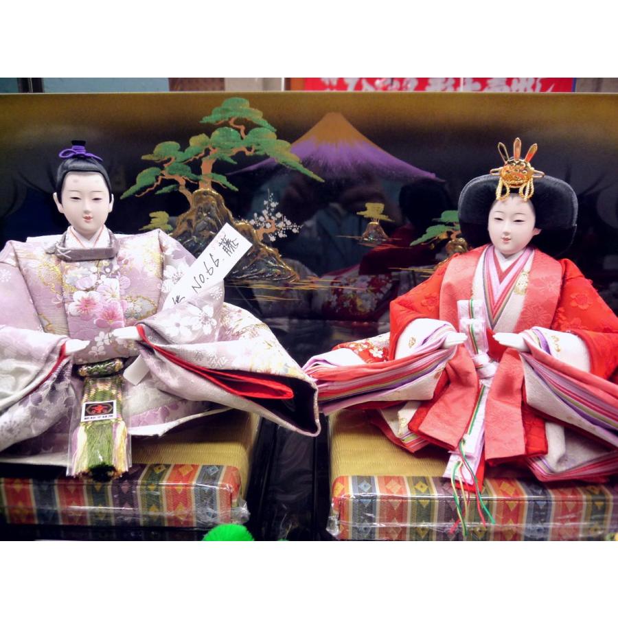 親王飾り ＯＩ７−２８☆横幅８０*奥行４２*高さ４２ｃｍ☆薄紫に淡い色のかわいい桜の刺繍を施した衣装着２人飾_3