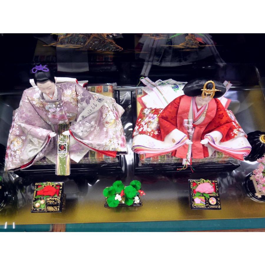 親王飾り ＯＩ７−２８☆横幅８０*奥行４２*高さ４２ｃｍ☆薄紫に淡い色のかわいい桜の刺繍を施した衣装着２人飾_4