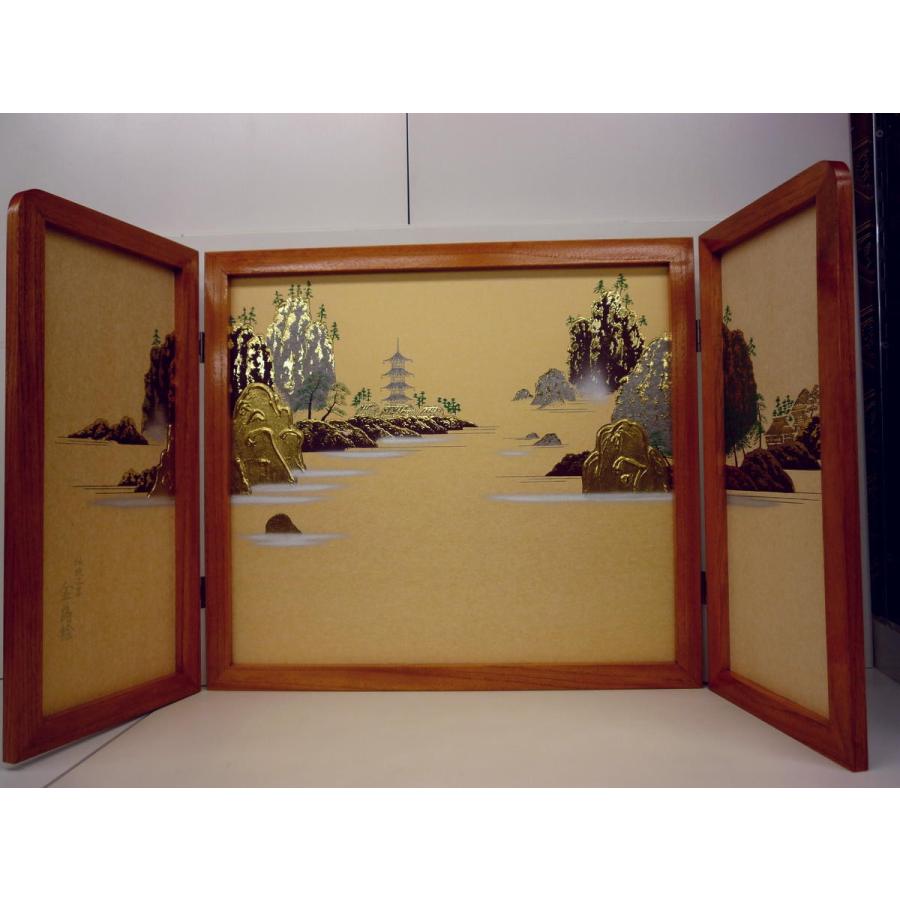 端午の節句☆御屏風単品☆18号 けやき色枠 新山水(高さ54cm