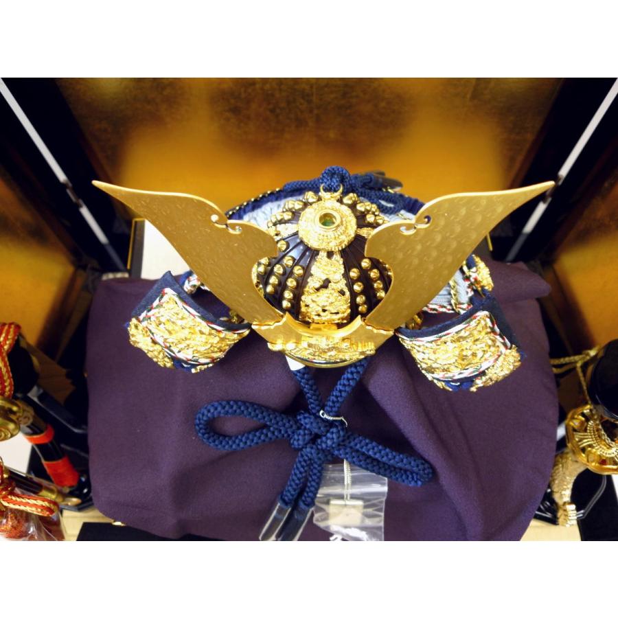 武久作兜 Ｔ１３金屏風１８畳台華山１１セット 武者鍬形台 紺裾濃縅８号(横幅５３*奥行３９*高さ４３cm)☆銘匠 甲冑師平安武久作の逸品兜_1