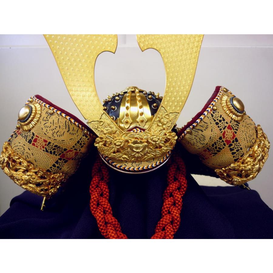 兜単品☆武久作兜 本漆本革小札 根来塗櫃 朱赤縅15号(横幅46*奥行