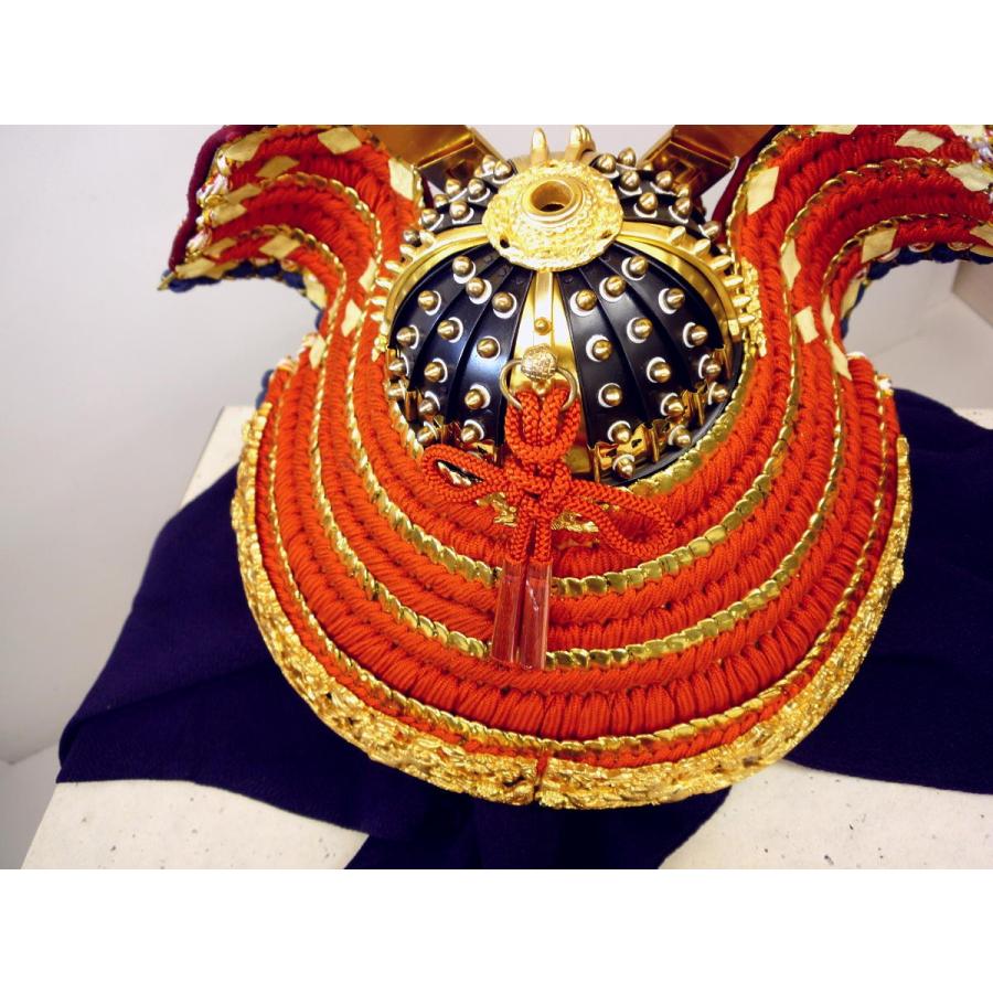 兜単品☆武久作兜 本漆本革小札 根来塗櫃 朱赤縅15号(横幅46*奥行