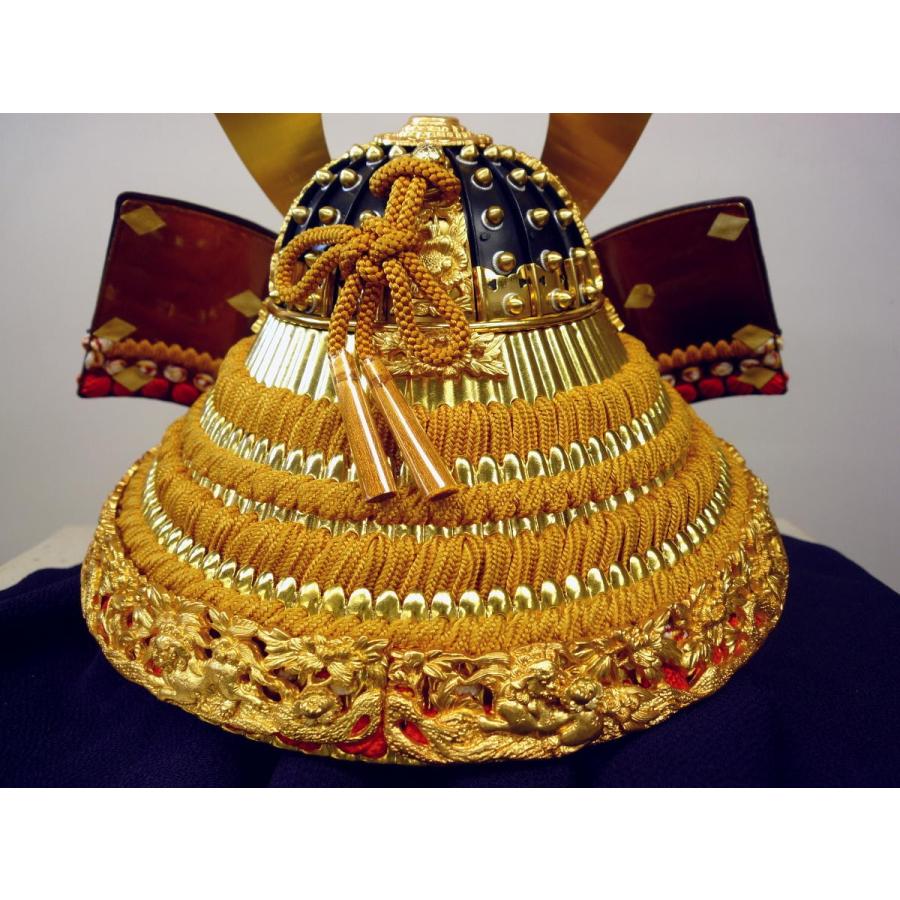 兜単品☆武久作兜 総裏打 緋糸縅 飾金具付根来塗櫃 15号(横幅46