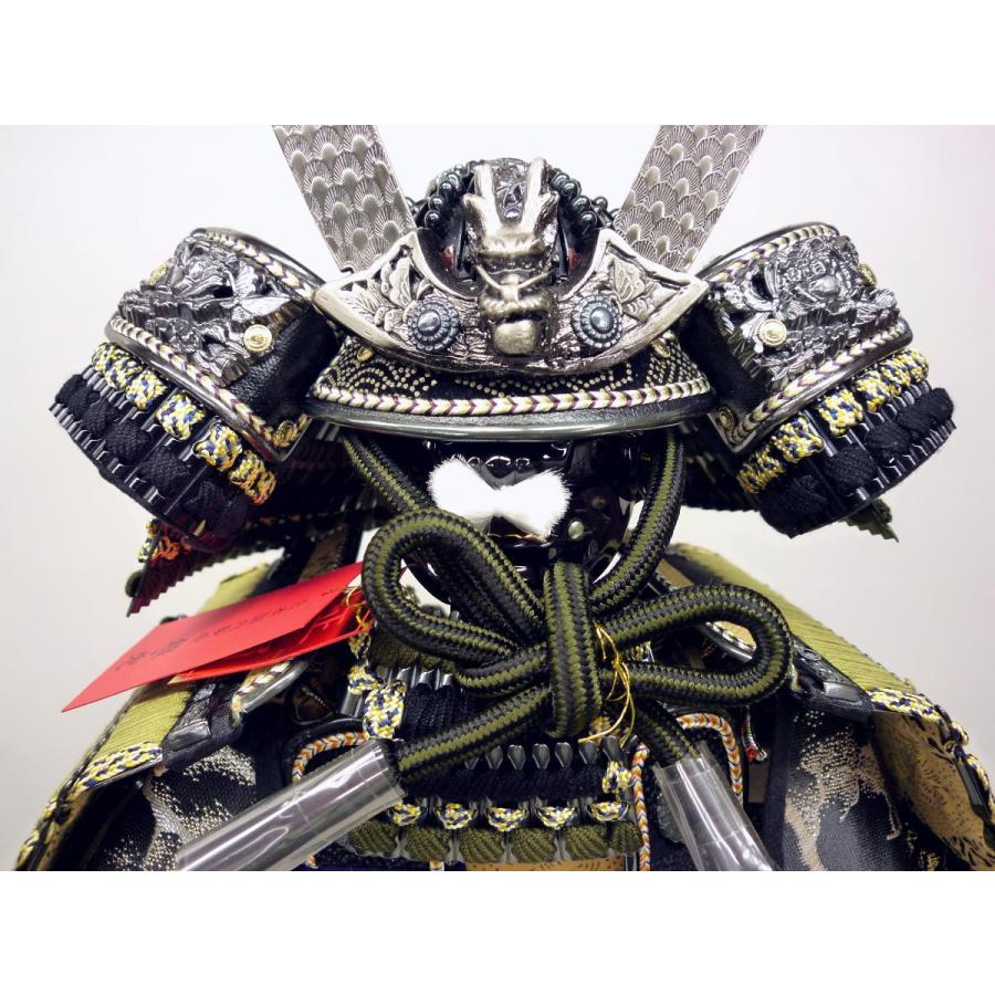 鎧単品☆竜帝１/５(横幅３６*奥行３７*高さ５８cm)☆いぶし銀小札深緑色段縅の鎧_3