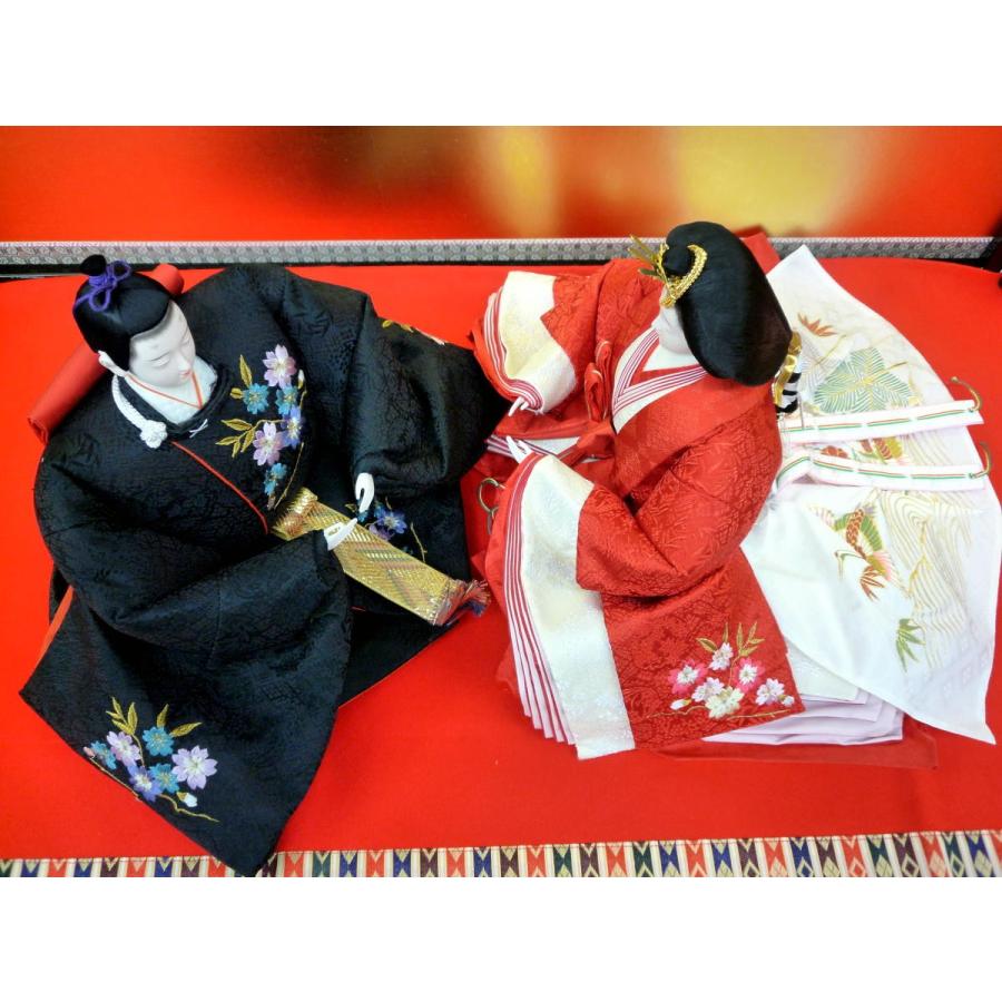 ひな人形親王単品☆大サイズ☆七番刺繍W(小道具・親王台付き)☆殿袖幅