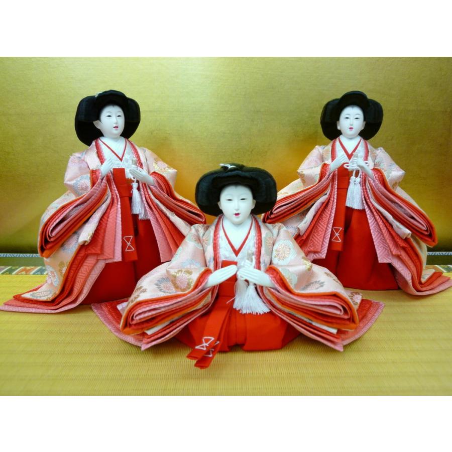 ひな人形3人官女単品☆小〜中の小サイズ☆芥子2504(小道具付き