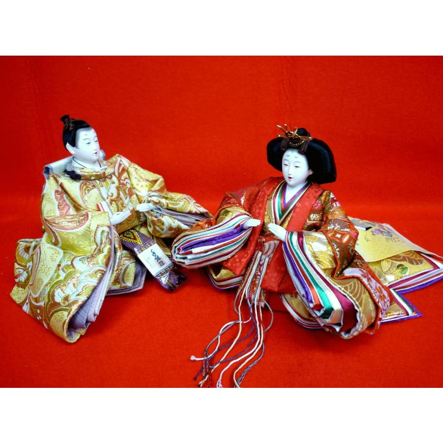 ひな人形親王単品☆小サイズ☆q3a334 ３５S舞２０２９(小道具・親王台付き)☆お殿様の袖幅２４cm高さ１６cm☆飾り台（７０〜８０ｃｍ）位に