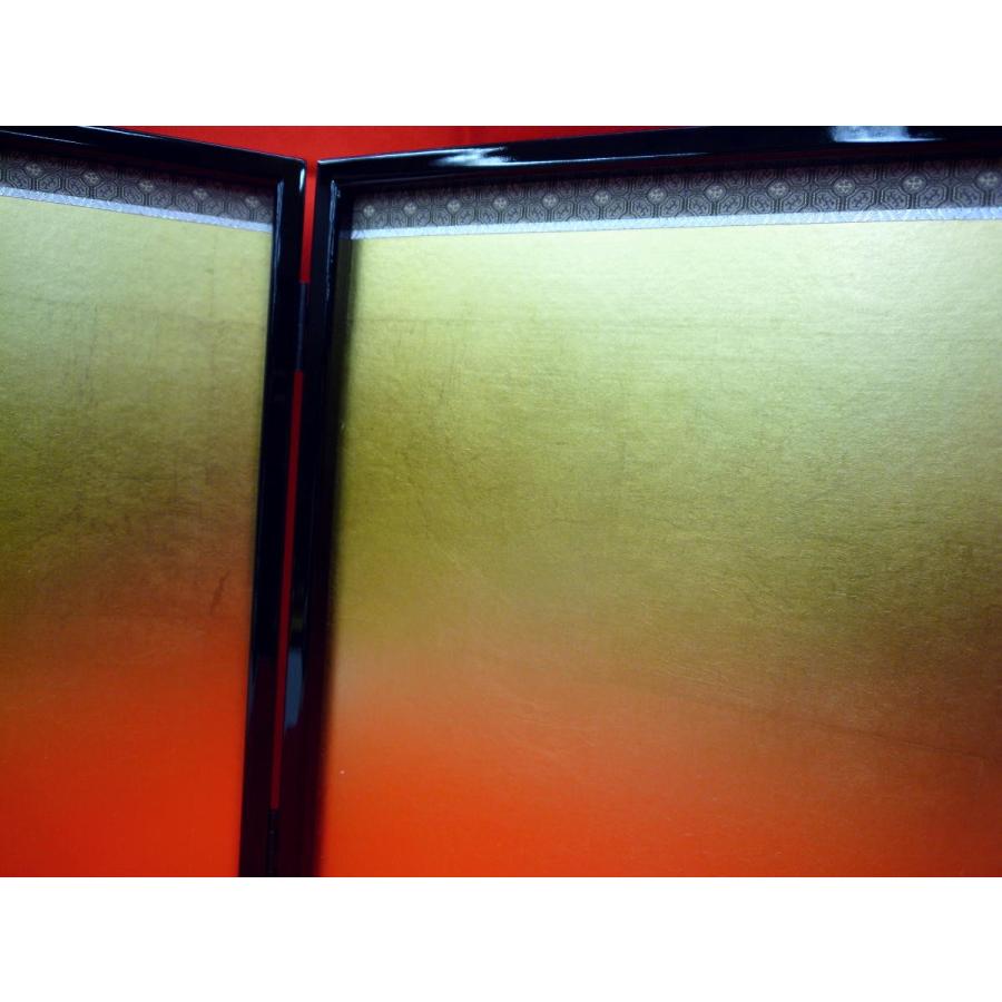 ひな人形用☆極上屏風単品☆黒枠金沢箔15号(高さ45cm*奥幅81cm*袖幅 