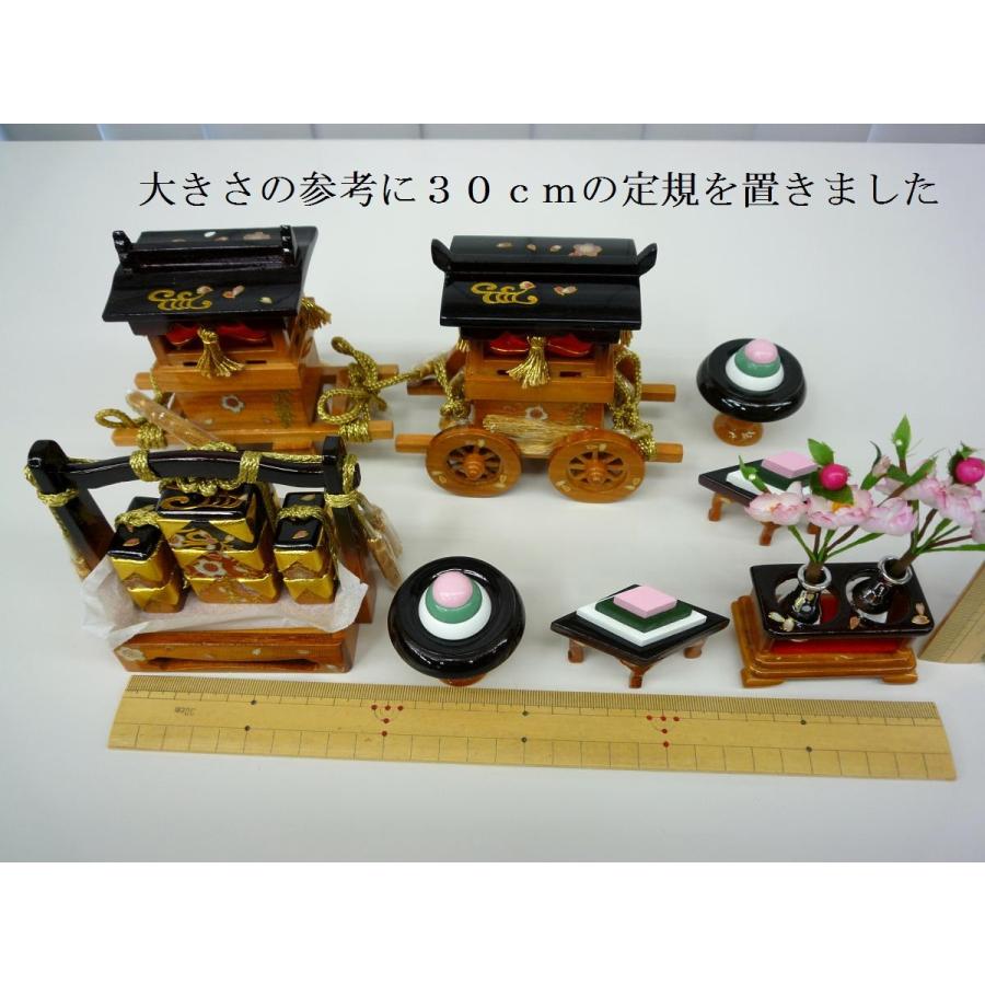 雛まつり☆木製お道具☆三宝菱台高杯手提げ重箱蓮台祭り車けやき塗金彩小桜２０号(横幅５０〜７５cm位の飾り台に☆最も一般的なおひなさまの前飾りです