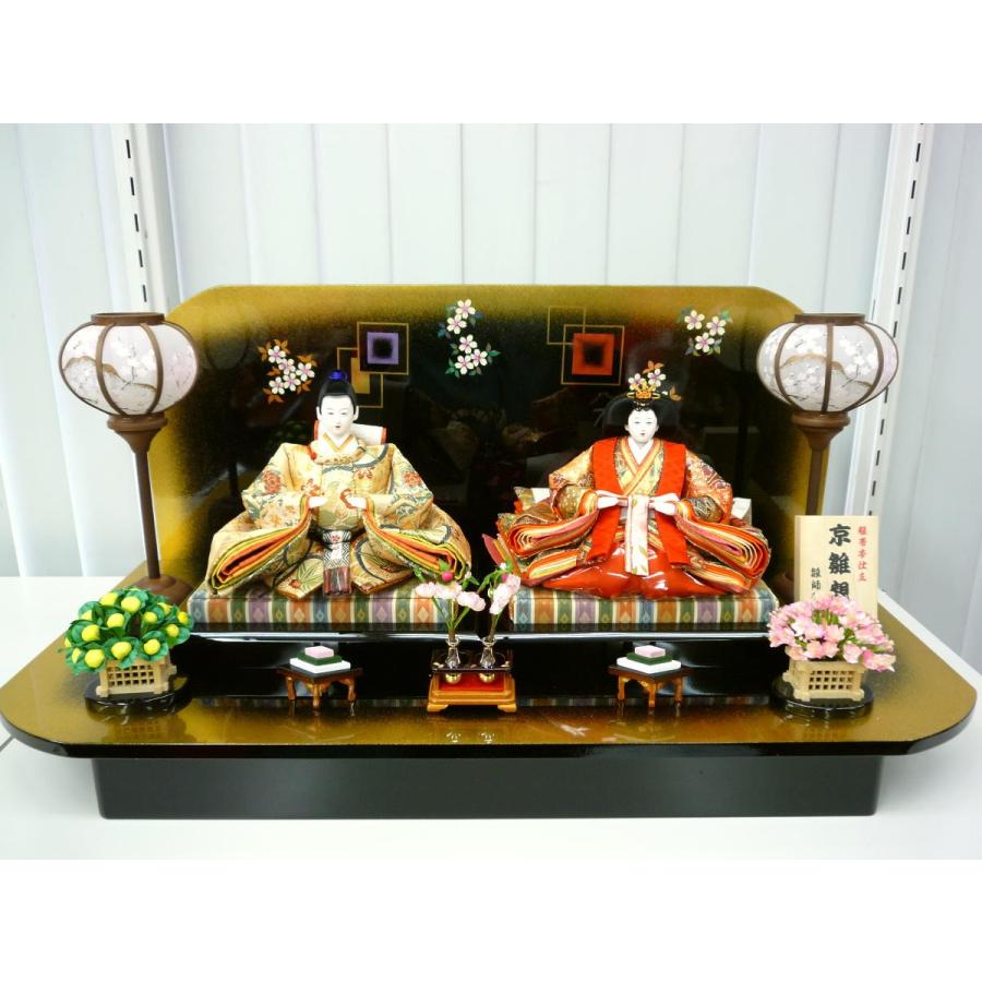 オーダーメイドひな人形≪お守り雛≫セット 小☆三五お誂え雛人形 駿河蒔絵屏風飾り☆横幅７６*奥行３９*高さ３７ｃｍ☆簡単組み立ての衝立式