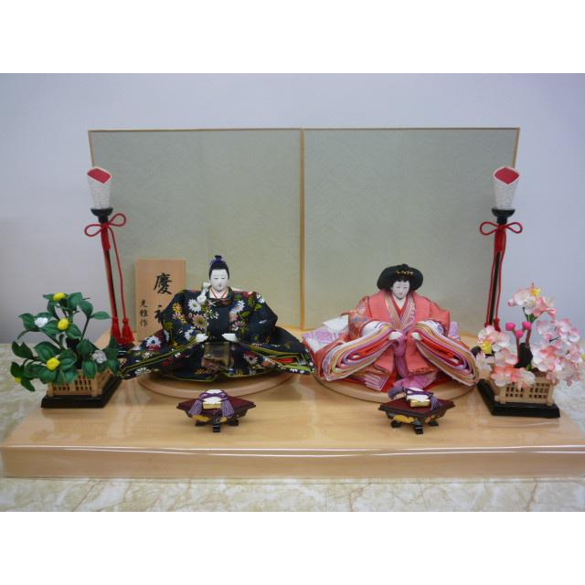 ひな人形☆限定特価＆送料無料☆親王飾り☆横幅５0x奥行３０x高さ４８cm☆楓セット☆高級感のある檜風収納台　シンプルな２人飾_15