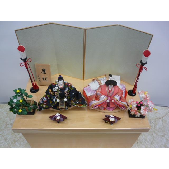 ひな人形☆限定特価＆送料無料☆親王飾り☆横幅５0x奥行３０x高さ４８cm☆楓セット☆高級感のある檜風収納台　シンプルな２人飾_3