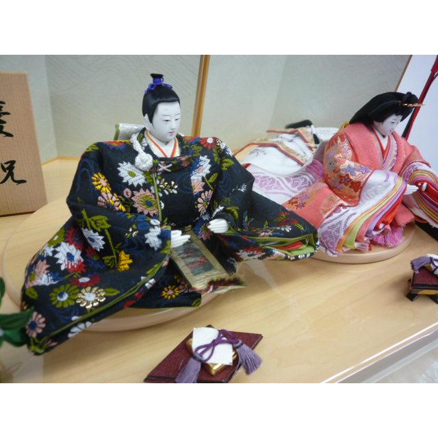 ひな人形☆限定特価＆送料無料☆親王飾り☆横幅５0x奥行３０x高さ４８cm☆楓セット☆高級感のある檜風収納台　シンプルな２人飾_6