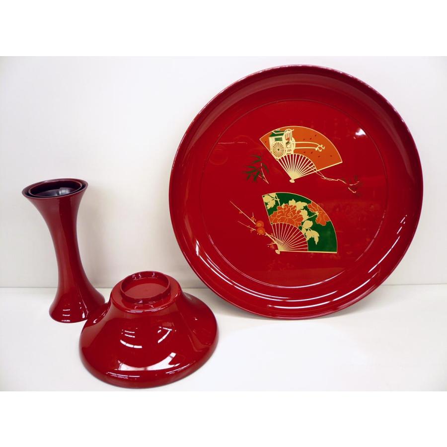 赤い高杯5枚セット 雛まつり用品☆ひなまつり用大型祝い高杯(たかつき)組み立て式樹脂製朱