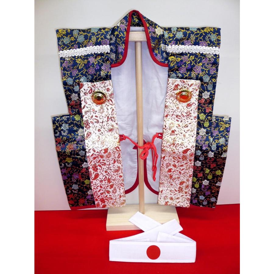 端午の節句 陣羽織飾り台付き 花唐草柄 白木飾り台 日の丸