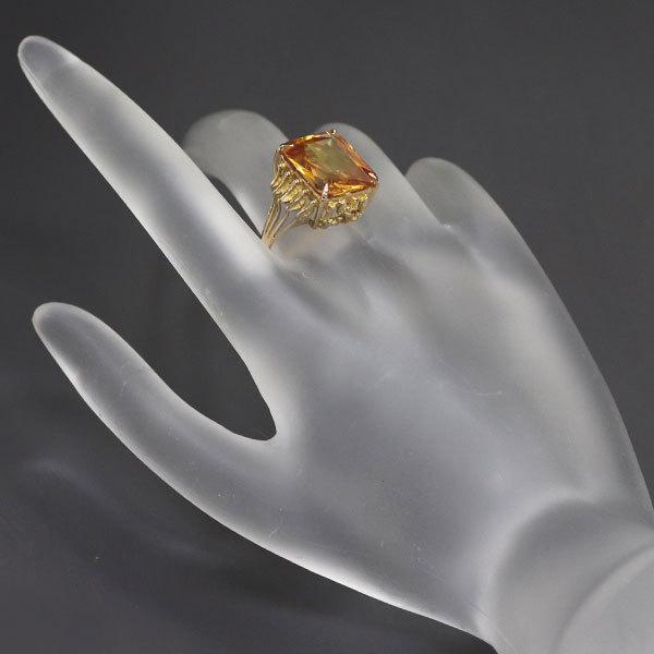 ゴールドリング 17号 K18 3.8g ダイヤモンド装飾 金指輪 ...