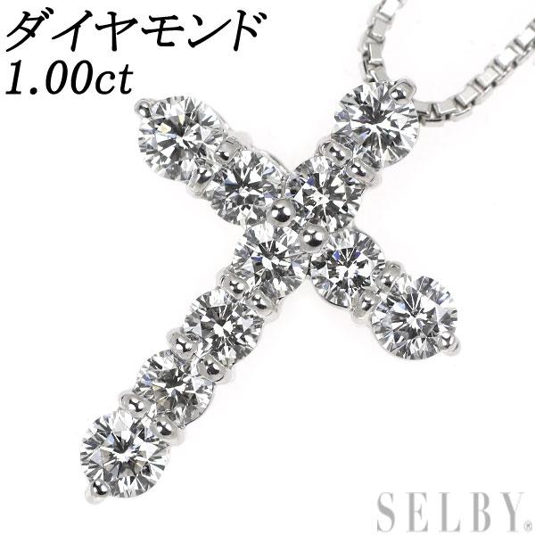 Pt900/ Pt850 ダイヤモンド ペンダントネックレス 1.00ct クロス 出品4週目 SELBY 230710057SELBY