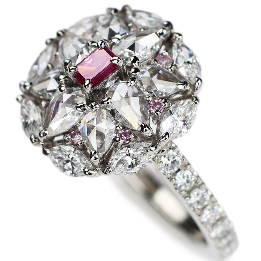 Pt950 天然レッドダイヤモンド ローズカット リング 0.110ct FPR Pt950 天然レッドダイヤモンド ローズカット リング 0.110ct FPR