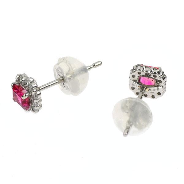 Pt900 レッドベリル ダイヤモンド ピアス 0.25ct D0.10ct 最終 出品6週 