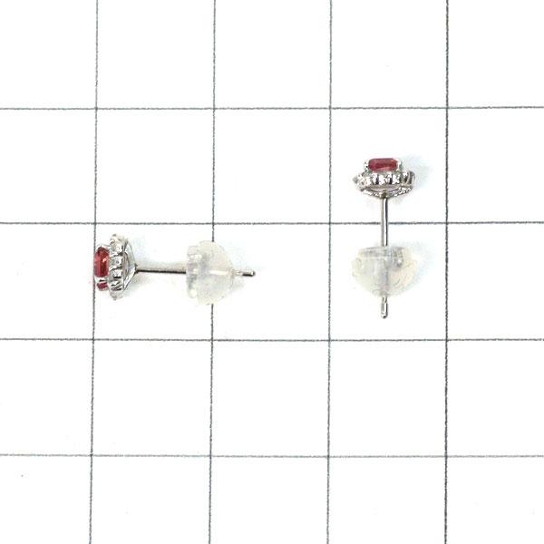Pt900 レッドベリル ダイヤモンド ピアス 0.25ct D0.10ct 最終 出品6週 