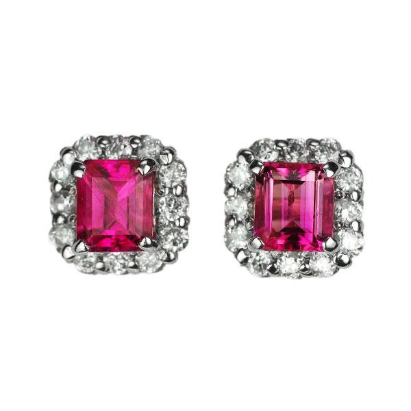 Pt900 レッドベリル ダイヤモンド ピアス 0.25ct D0.10ct 最終 出品6週 