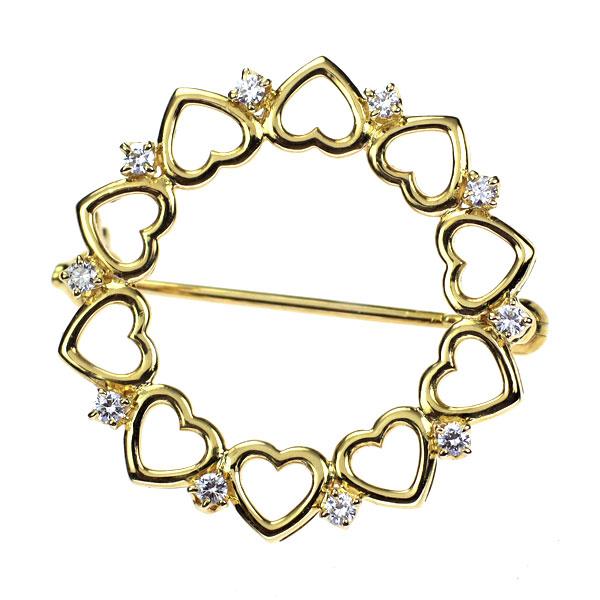 MIKIMOTO ミキモト K18YG ダイヤモンド ブローチ 0.20ct ハート MIKIMOTO ミキモト K18YG ダイヤモンド ブローチ 0.20ct ハート