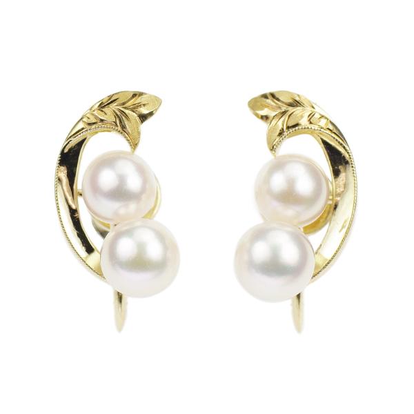 MIKIMOTO ミキモト K14YG アコヤ 真珠 イヤリング 径約5.8-6.3mm  