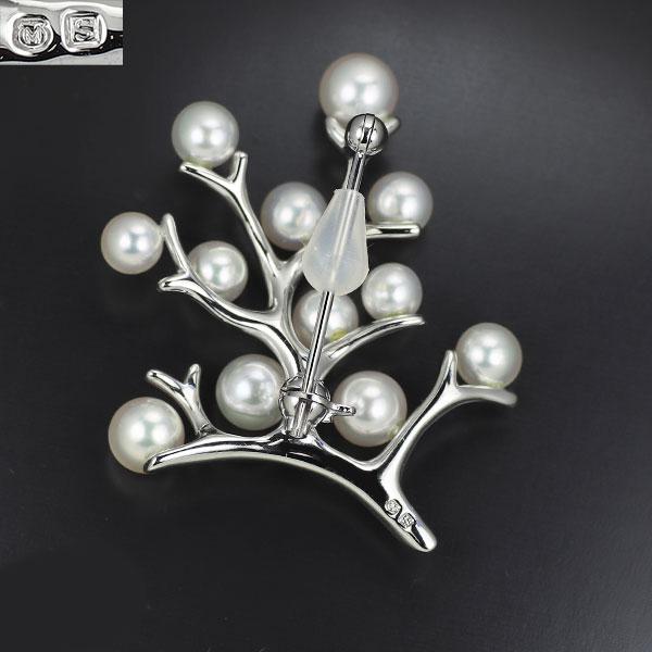 MIKIMOTO アコヤ真珠ブローチ SV MIKIMOTO ミキモト SV アコヤ真珠 ブローチ 径約4.1-5.3mm 幸福