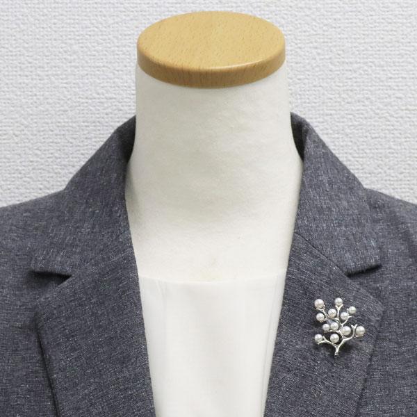 MIKIMOTO アコヤ真珠ブローチ SV MIKIMOTO ミキモト SV アコヤ真珠 ブローチ 径約4.1-5.3mm 幸福