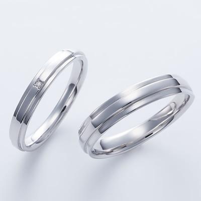 結婚指輪 プラチナ ペアリング シルバー PT950 安い 指輪 ヒロインマリッジ Ladies Firstシリーズ 11-22-4161-SVPT (L28)の画像