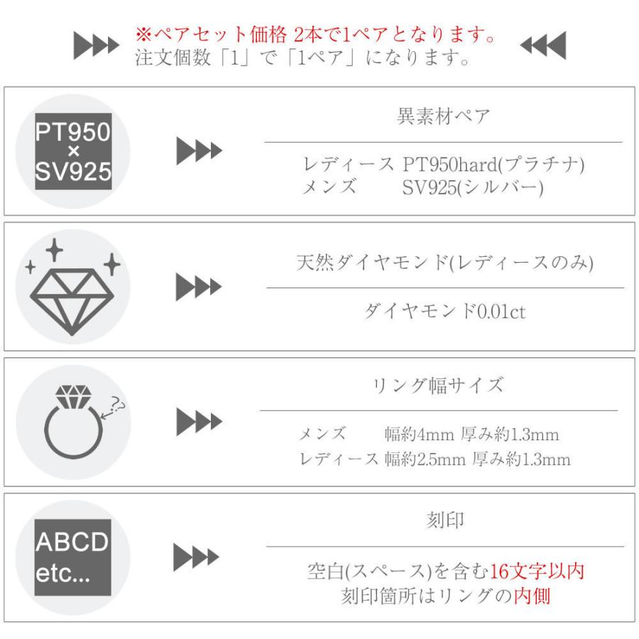 結婚指輪 プラチナ ペアリング シルバー PT950 安い 指輪 ヒロインマリッジ Ladies Firstシリーズ 11-22-4161-SVPT (L28)の画像