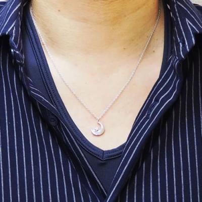 メンズペアネックレス Fiss-homme- 67-1833-1834 男性ペア ダイヤモンド ブラックダイヤ 指輪 お揃い 無料刻印 プレゼント 記念日 誕生日 ペア カップル (L28)の画像