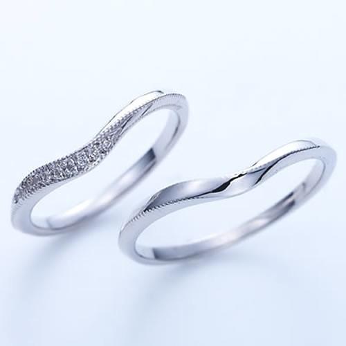 結婚指輪 マリッジリング ペアリング ホワイトゴールド K10 安い 指輪 40代  50代 V字ライン Ange 11-22-4236-k10wg (L28)の画像