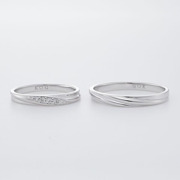 結婚指輪 マリッジリング ペアリング ペア 安い 40代 刻印 ケース ホワイトゴールド ブランド close to me cfr02-k10wh | Fiss | 01