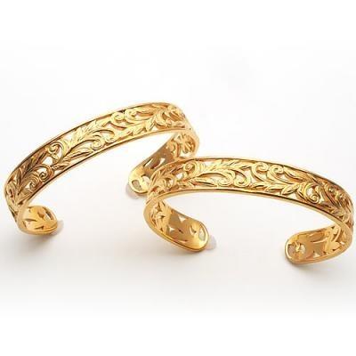 ハワイアンジュエリー バングル ステンレス ペアバングル カップル 人気 レディース メンズ 24金メッキ ブランド milmil GBSG90-G 