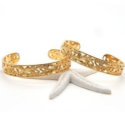 ハワイアンジュエリー バングル ステンレス ペアバングル カップル 人気 レディース メンズ 24金メッキ ブランド milmil GBSG90-G 