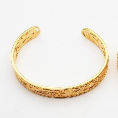 ハワイアンジュエリー バングル ステンレス ペアバングル カップル 人気 レディース メンズ 24金メッキ ブランド milmil GBSG90-G 