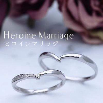 結婚指輪 プラチナ ダイヤ付 ペア 安い ステンレス マリッジリング 50代 ペアリング ヒロインマリッジ セミオーダーメイド HM006R-KS* (S28)の画像